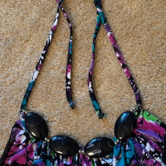 BCX Halter Top Size M Turquoise/Purple/Black/Cream - Picture 7 of 7